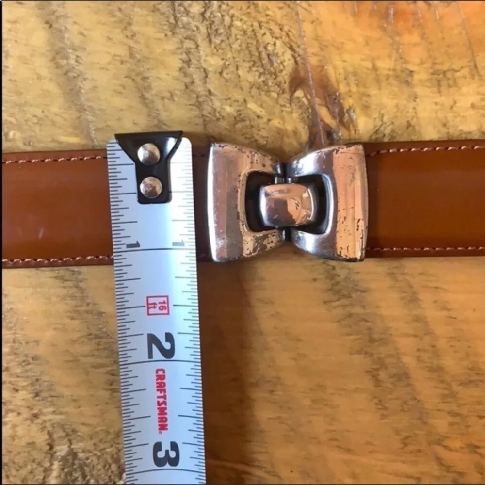 Talbots brown leather belt with silver accents Size Small